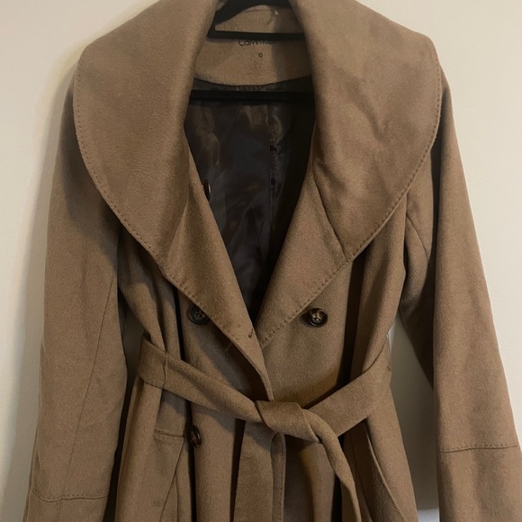 Woman’s Calvin Klein Long Camel Coat - Picture 2 of 6